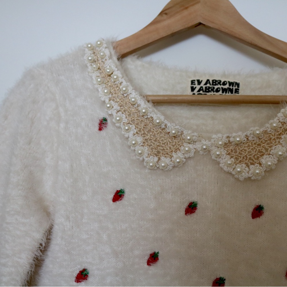 Fuzzy strawberry pearl shirt